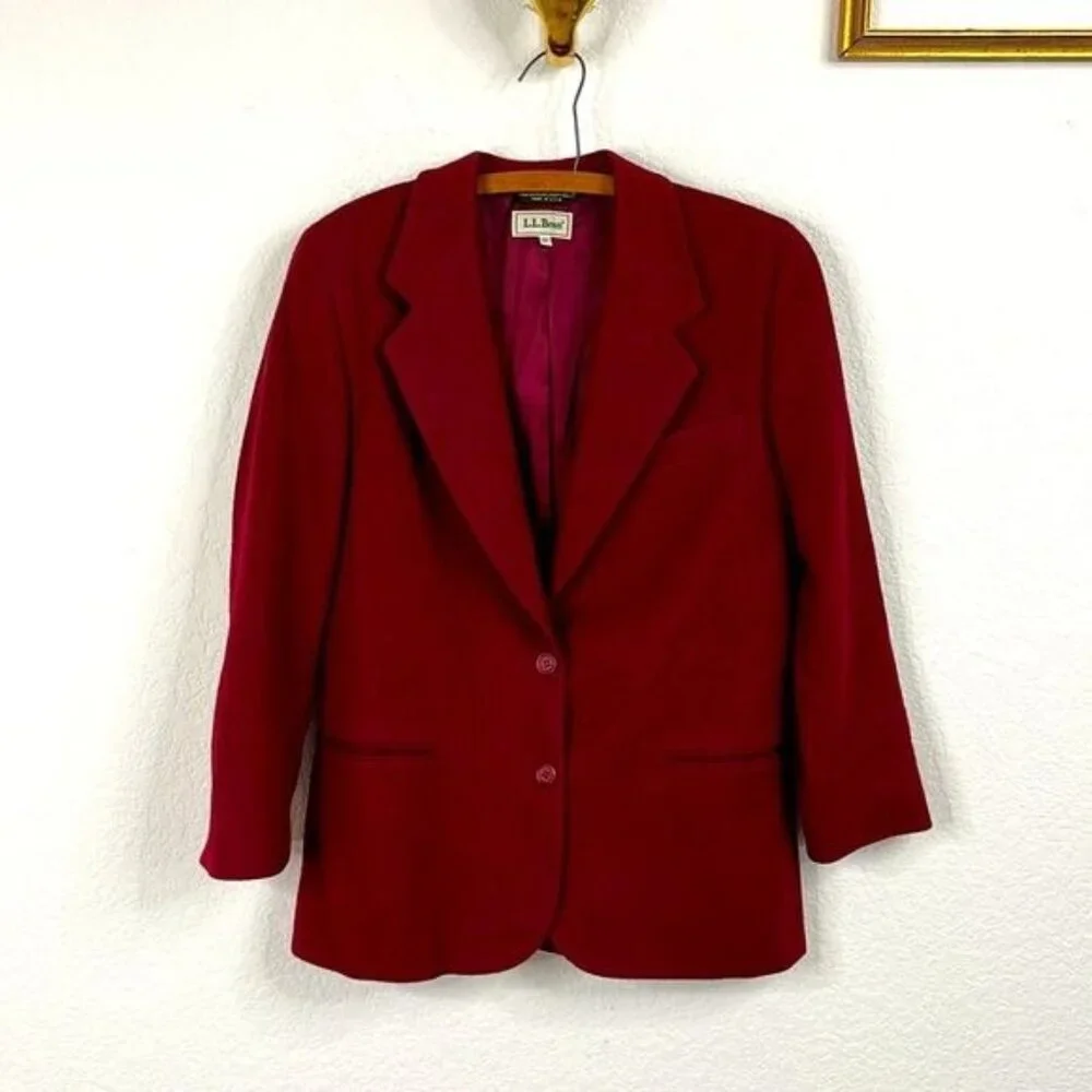 LL Bean Wool Jewel Tone Winter Coat Blazer